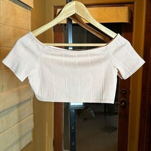 NWT Missguided Blush Pink Ribbed Crop Top Size 6